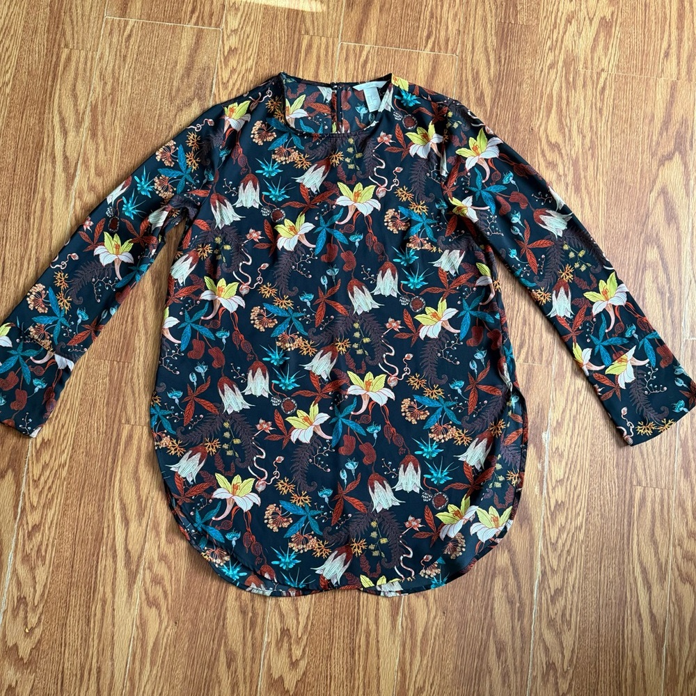 H&M Floral Bohemian Long Sleeve Blouse Size M (10)